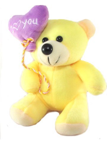 Image of Tickles Charming Balloon Teddy Stuffed Soft Plush Animal Toy Love Girl, Birthday Gifts, Valentine's Day (Color: Yellow Size: 35 cm)