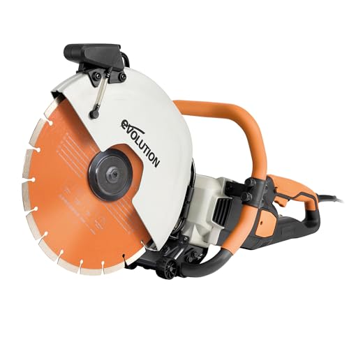 Image of Evolution R14DCT 14 inch Electric Concrete Saw | High-Torque 20A Motor | 5-1 /8 inch Cut Depth | Auto ON /OFF Dust Suppression | No Gas, Low Maintenance | 14 inch Diamond Blade | Heavy-Duty | 20A Plug