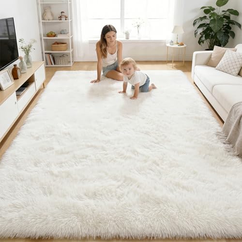 OLANLY Area Rugs for Living Room Bedroom, Machine Washable 4x5.9 ft Soft Fluffy Shaggy Bedside Rug, Indoor Floor Carpet for Kids Girls and Boys,...