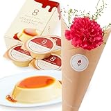 bloomee(ブルーミー) 八天堂 プリン ＆ 季節のお花 3本 ミニ ブーケ セット (クリスマス カード 付) (お菓子 プリン 生花 花) xmas ギフト 誕生日 プレゼント お祝い (フラワーギフト 花束)