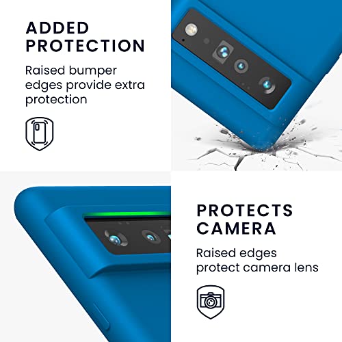 kwmobile Case for Google Pixel 6 Pro Case - Soft Cover - Shockproof Silicone - Wireless Charging Blue Reef - Image 3