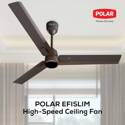 Image of POLAR EFISLIM High-Speed Ceiling Fan - Baker Brown | With Power BLDC Motor, Slim-Design and Remote Control For Speed Regulation | High Air Delivery Ceiling Fan For Home, Bedroom & Living Room