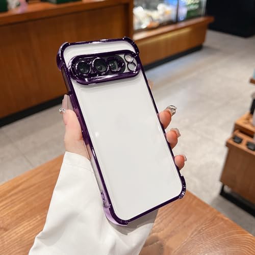 Funda para Google Pixel 9 Pro morada transparente con protector de cámara integrado 4