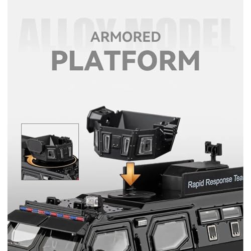 Image of Scale 1:24 Die-Cast Armored SWAT Vehicle Toy-Rapid Response Team Military Truck Model with Light & Sound, Pull Back Action, Doors Openable-Collectible for Kids & Adults【Colors as Per Stock 】