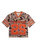 SOLY HUX Men's Jersey Shirt Short Sleeve V Neck Soccer Jerseys Sports T-Shirts Summer Tops Streetwear Orange Multi Large