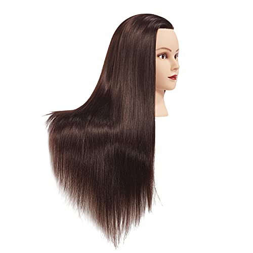 Training Head 26"-28" Mannequin Head Hair Styling Manikin Cosmetology Doll Head Synthetic Fiber Hair Hairdressing Training Model Free Clamp (1711D0420) - Thumbnail 3