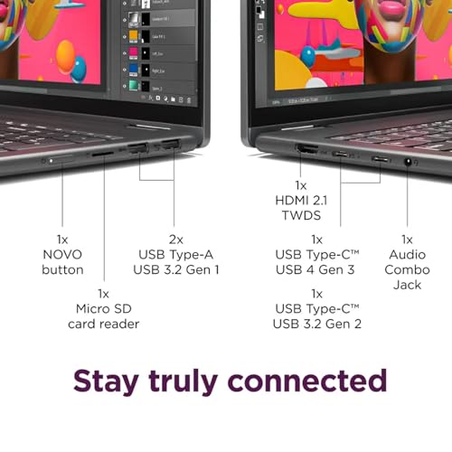 Lenovo Yoga 7i 2-in-1 Laptop, 16" FHD+ 2K Touchscreen Display, 12-core Intel Core Ultra 7 155U, 16GB LPDDR5X, 1TB SSD, Backlit KB, Fingerprint, Thunderbolt 4, Win 11 Home, Storm Grey, EAT 16GB USB Pen - Image 8