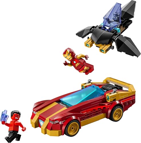 LEGO Marvel Auto di Iron Man Car e Black Panther contro Hulk Rosso - Modello di Macchina Giocattolo e Aereo da Costruire con 3 Minifigure di Supereroi, Giochi per Bambini e Bambine da 7 Anni 76310 - Immagine 1
