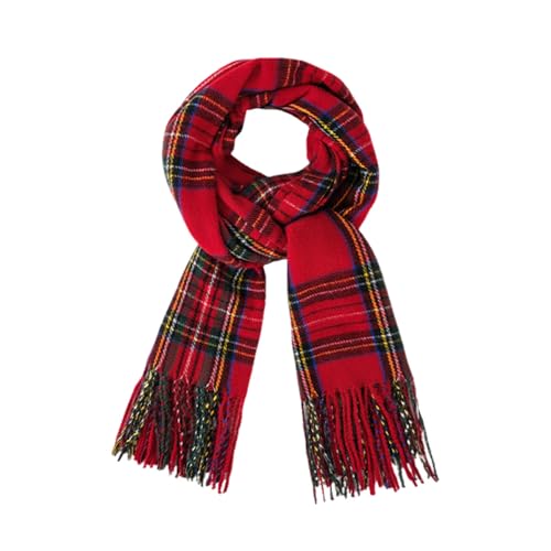 CHROMACRAFT 1 Stück Karierter Schal, Damen & Unisex Winterschal, Rot, Kaschmirimitat, Klassisches Design, Warm & Bequem