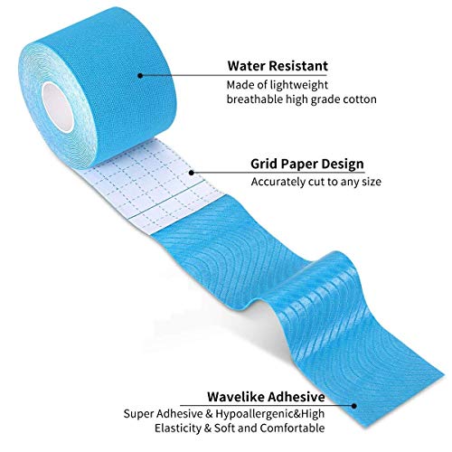 Image of Kobo Waterproof Kinesiology Tape (5 m X 5 cm) Latex Free Breathable Athletic Sports Tape for Injury, Muscle Support, Pain Relief, Joint Support and Physiotherapy (Imported)