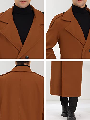Image of Lars Amadeus Men's Winter Pea Coat Notch Lapel Double Breasted Solid Color Overcoat