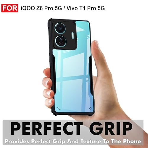 Image of Zapcase Back Case Cover for Vivo T1 Pro 5G / iQOO Z6 Pro | Compatible for Vivo T1 Pro 5G / iQOO Z6 Pro Back Case Cover | Clear Case with Camera Protection | (TPU + PC | Matte Black)