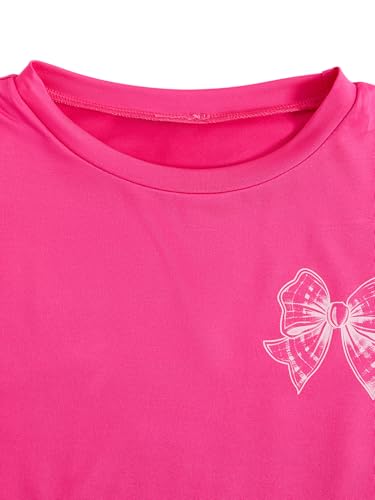 Image of Verdusa Girl's Coquette Bow Top Round Neck Short Sleeve Cute Graphic Tees
