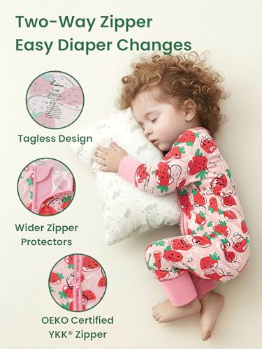 Image of Unisex Baby Bamboo Viscose Long Sleeve Romper, Cute Prints Zipper Footless Jumpsuit, Toddler One-Piece Outfits