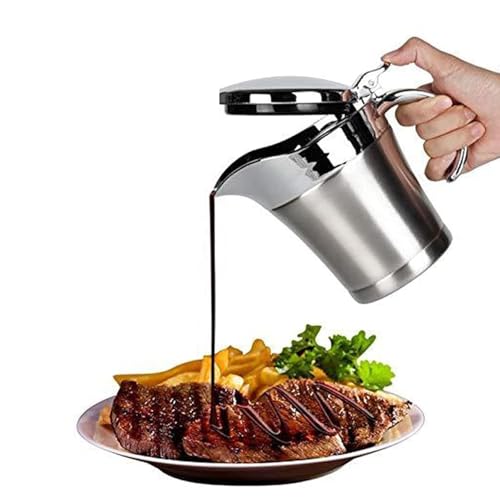 Premium Edelstahl Thermo Sauciere, Soßenkanne mit Klappdeckel & Geschenkbox (450ml) - Doppelwandig - Abendessen, Restaurants, Partys, Weihnachten