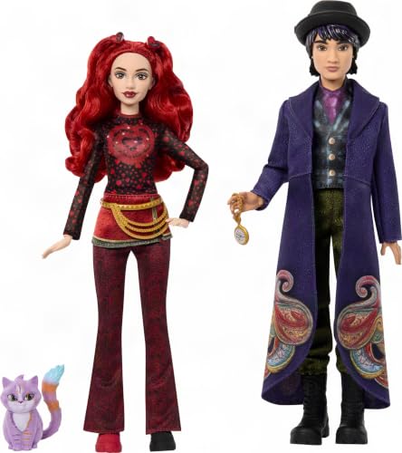 Mattel Disney Descendants: Wicked Wonderland Fashion Doll 2-Pack Red & Max with Movie-Inspired Clothing Cat Animal Friend & Pocketwatch Accessory (Amazon Exclusive)