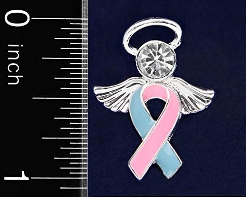 Miniatura 3 de Fundraising For A Cause Pink & Blue Ribbon Angel Pins Pink & Blue Ribbon Pins for Birth Defects Awareness, SIDS Awareness, Male Breast Cancer,