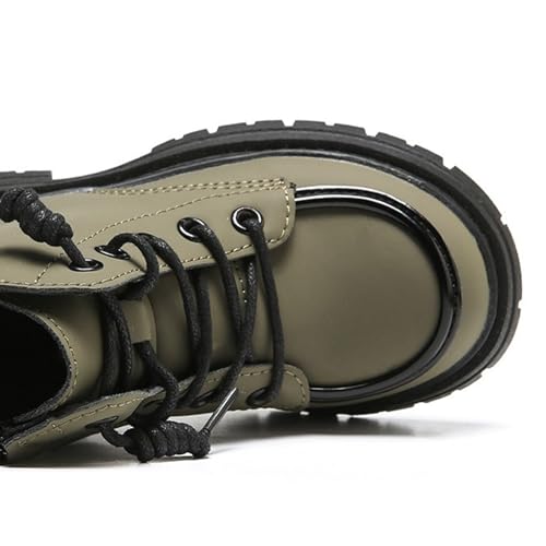 IWIHMIV Girls Short Boots Toddler Boys Outdoor Non Slip Leather Winter Shoes with Zipper Lace up Hiking Boots3