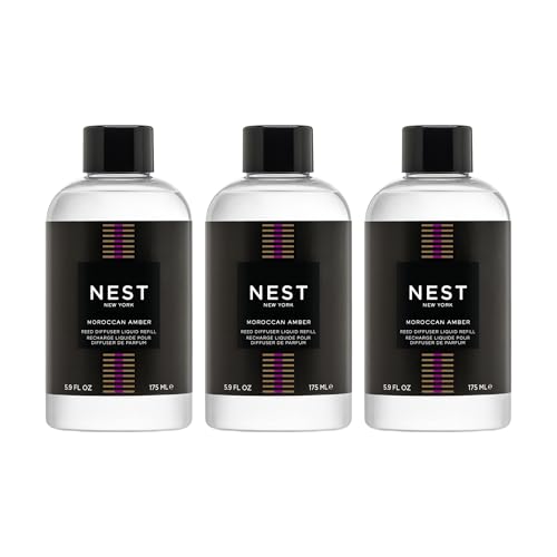 NEST New York Reed Diffuser Liquid Refill Bundle, Moroccan Amber - Includes Three 5.9 fl oz Refill Bottles