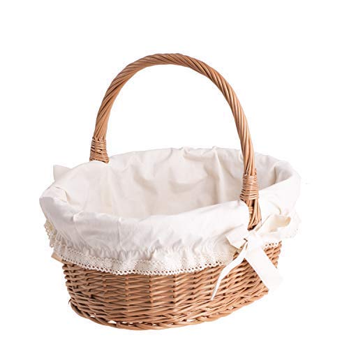 Présentoir,Panier en Osier Buff avec Anse, Panier gondole de Courses en Osier avec Une Housse Amovible