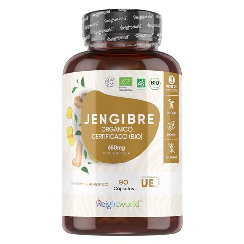 Jengibre Puro Orgánico 650 mg - 90 Cápsulas | Fuente de Vitaminas y Minerales con Múltiples...