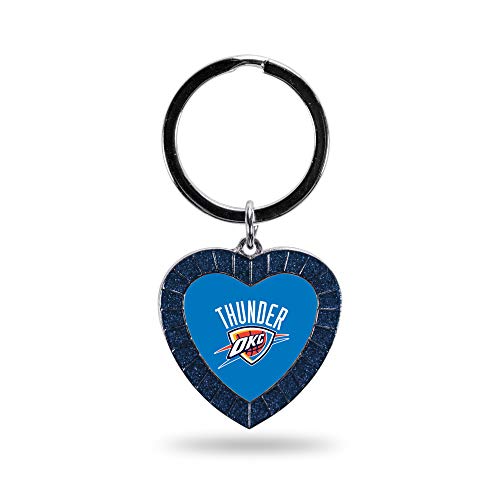Rico Industries NBA Oklahoma City Thunder NBA Rhinestone Heart Colored Keychain, Navy, 3-inches in Length