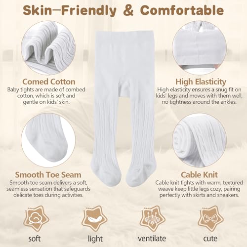 American Trends Baby Tights for Girls Cable Knit Cotton Leggings Newborn Pantyhose Soft Seamless Iinfant Stockings2