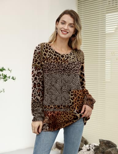 Image of YESNO Women Christmas Sweater Graphic Printed Oversized Pullover Sweaters Casual Loose Knit Tops S01