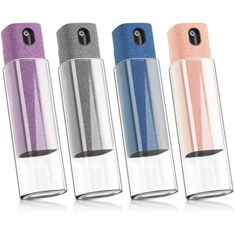 4 Pack Screen Cleaner 3-in-1 Touchscreen Mist Cleaner Spray and Microfiber Cloth Built-in Cleaning Solution Portable Reusable Fingerprint-Proof Spray Bottle for Phone Laptop iPad TV Monitor Car Screen Cover