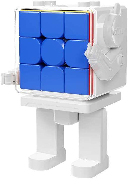 Oostifun FunnyGoo MoYu Cube Robot 3M MF8965 Cubing Classroom MFJS Meilong 3M 3x3 3 Layers M Version Magic Puzzles Cube Stickerless with White Robot Shape Display Stand