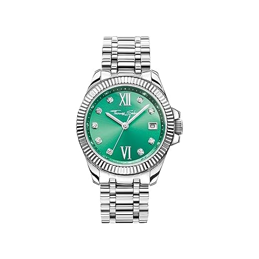 Thomas Sabo Reloj divino para Mujer (33 mm) con Esfera Verde y Pulsera de Acero Inoxidable. WA0404-201-211-33