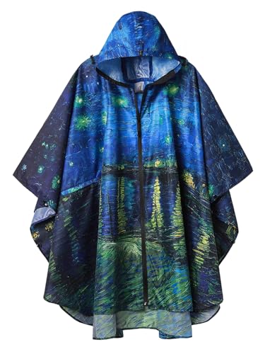 SaphiRose Rain Poncho Jacket Coat Hooded for Adults with Pockets