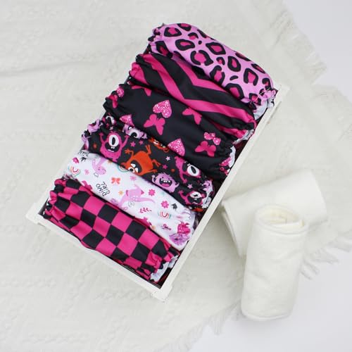 Image of Mama Koala 3.0 Cloth Diapers for Babies with AWJ Lining, 6 Pack with 6 Natural Cloth Diaper Inserts - Reusable and Washable Pocket Diapers (Pink Love)