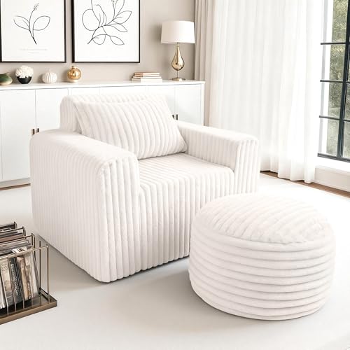HABUTWAY Bean Bag Chair for Adults with Pillow, Giant Bean Bag Chairs with Ottoman - image 1