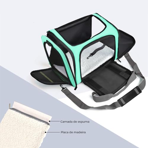 Bolsa Transporte Pet Ventilação em 4 lados Bolsa Transporte Pet Avião Para LATAM Paw Up (Verde)