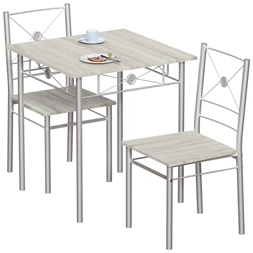 Vida Designs Roslyn - Set di tavolo da pranzo e sedie, set di mobili moderni e contemporanei per la colazione (rovere, 2 posti)