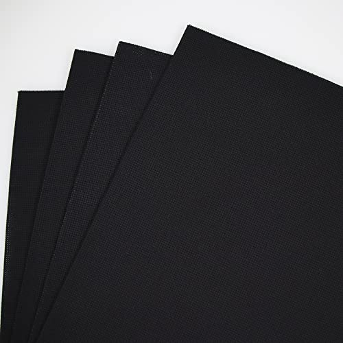 Image of KCS 4 /6 pc of 12 inch x 18 inch 30cmx45cm 16CT Counted Cotton Aida Cloth Cross Stitch Fabric (Black, 4 pc)