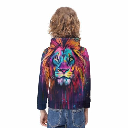 Sweat à capuche 3D lion pour ado 11-13 ans multicolore