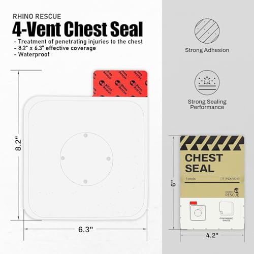 Image of RHINO RESCUE Vented Chest Seal, IFAK Refill First Aid Supplies (2 Count) (Pack of 2)