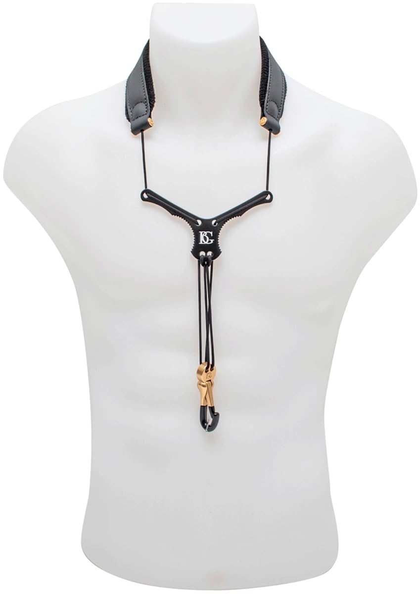 BG Cordon cuir Zen noir écarteur noir pour saxo - Mousqueton métal