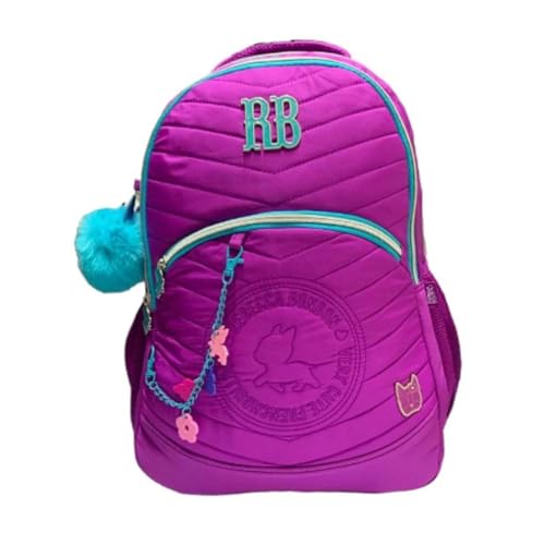 Mochila de Costas Oficial Rebecca Bonbon Ponpon e Corrente Personalizada RB24026 (Roxo)