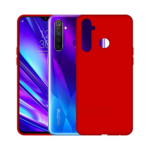 Image of Case Creation Luxurious OG Series for Realme 5 Case Cover,Anti-Dirty Slim Case Frosted Matte Cute Candy TPU Raised Bezel (Splash of Color) Back Cover for Realme 5 - Glamour Red