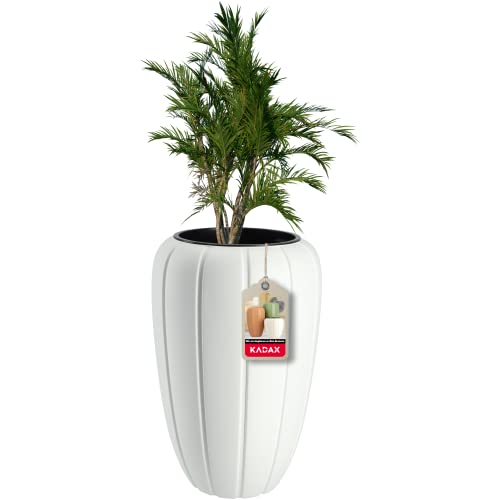 KADAX Blumentopf aus Kunststoff, ∅ 39cm, 5 Farben, Moderne Blumenvase, Pflanzkübel, Pflanztöpfe, Pflanzentopf, Kunststoff-Blumentöpfe, runder Blumenkübel (H: 62cm, Weiß)