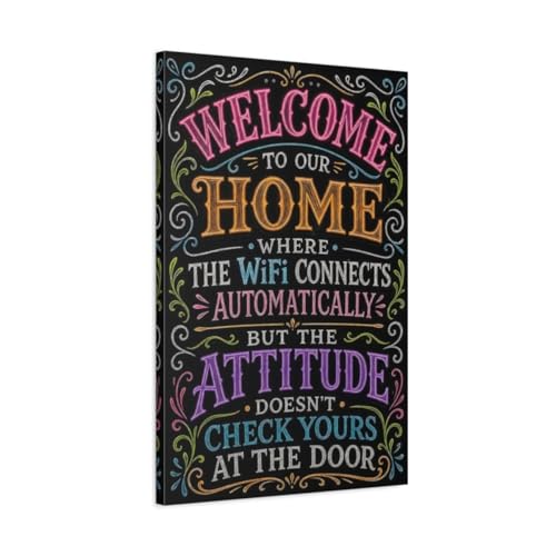 Tableau Ardoise Bienvenue Éviter Mur Vide Entrée Toile Canvas Verticale 3cm