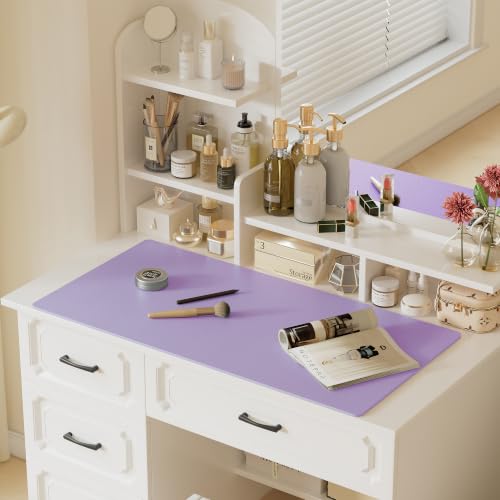 Image of Aothia Faux Leather Desk Mat (Light Purple, 48 inch x 17 inch) | Creates A Clean, Organized Workspace With One Surface For Your Keyboard, Laptop And Mouse