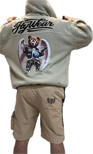 Flywear Inspirational Graphic oversized, size X-Large Hoodie, beige, Cotton Blend, Pullover Style with Angel Wing Design, Front Pocket3