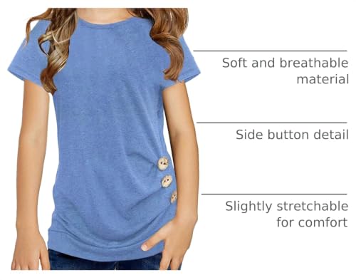 Image of Ecokauer Girls Casual Tunic Tops Knot Front Long Sleeve Loose Soft Blouse T-Shirt Size 4-13