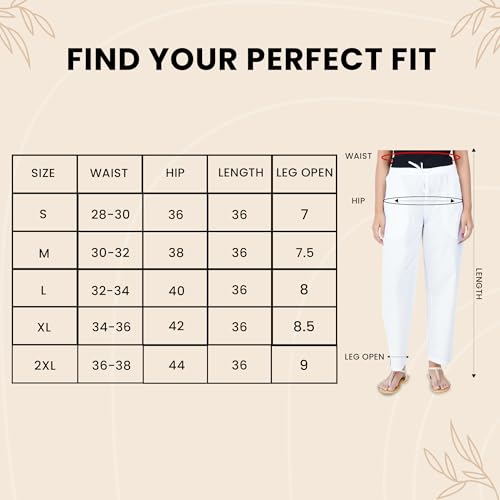 Image of Happy Bunny Parallel Pants for Women 100% Cotton Ankle Length Trousers Regular Fit with Elastic Drawstring Stylish & Pockets Casual Formal Wear for Office & Home
