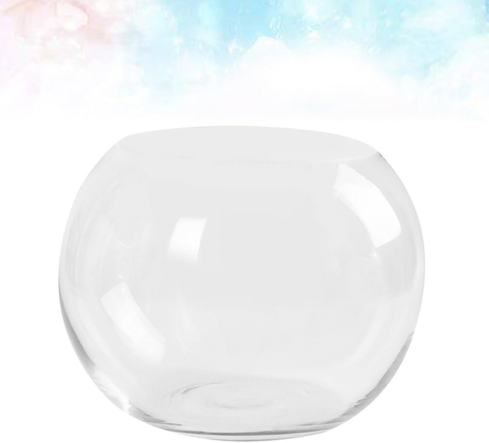 LIFKOME Hydroponics Glass Vase Transparent Flower Holder for Desktop Decor Creative Fish Tank Ornament for Home Office Hotel Smooth for
