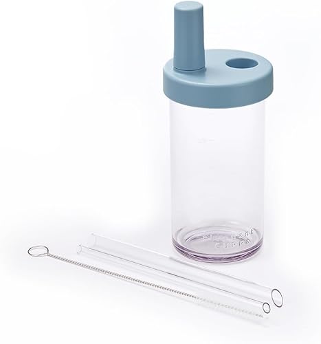 Miniatura 10 de Vaso clásico de 3ª generación, con dos popotes, utilizado para la vida diaria, sin BPA, a prueba de fugas, ligero, 24 onzas, azul